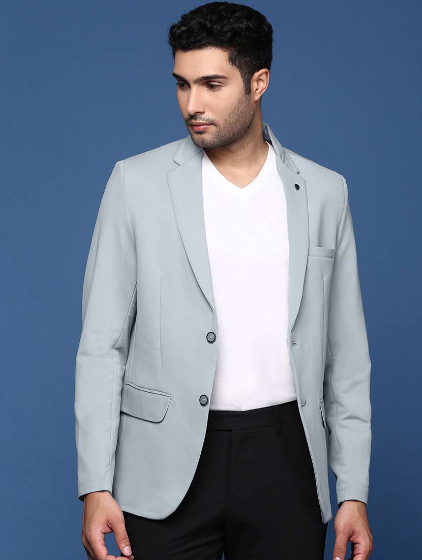 men's solid single-breasted blazer