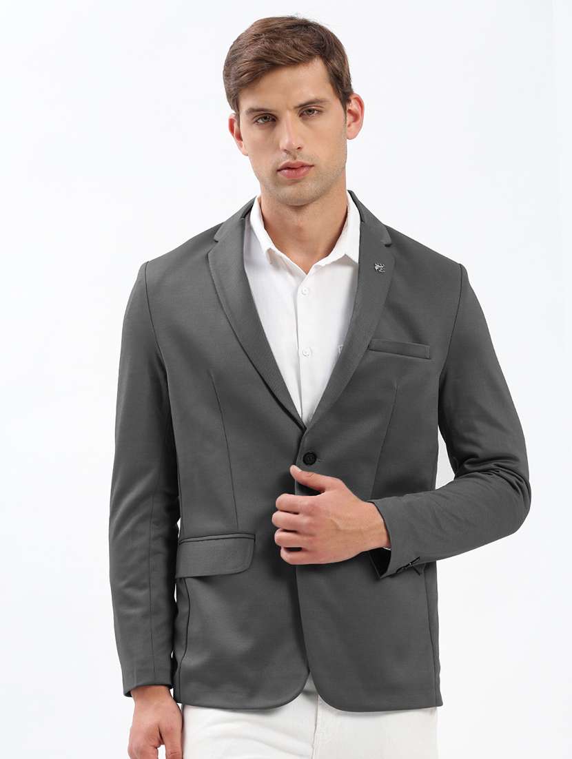 men's solid single-breasted blazer