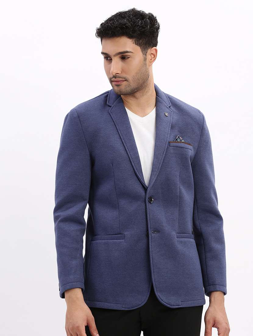 men's solid single-breasted blazer