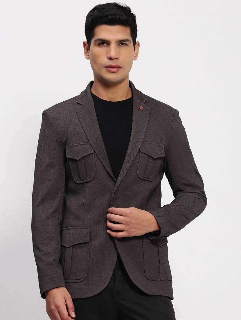 men's solid single-breasted blazer