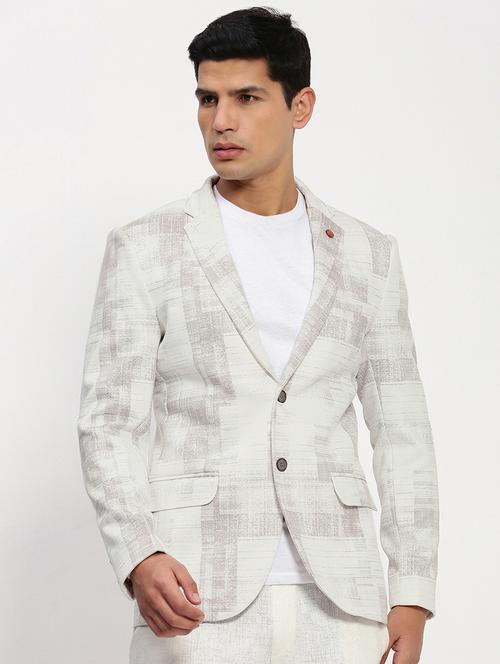 men long sleeves printed single breasted casual blazer - 21721438 -  Standard Image - 0