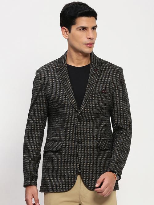 men long sleeves checkered single breasted casual blazer - 21721442 - Standard Image - 0