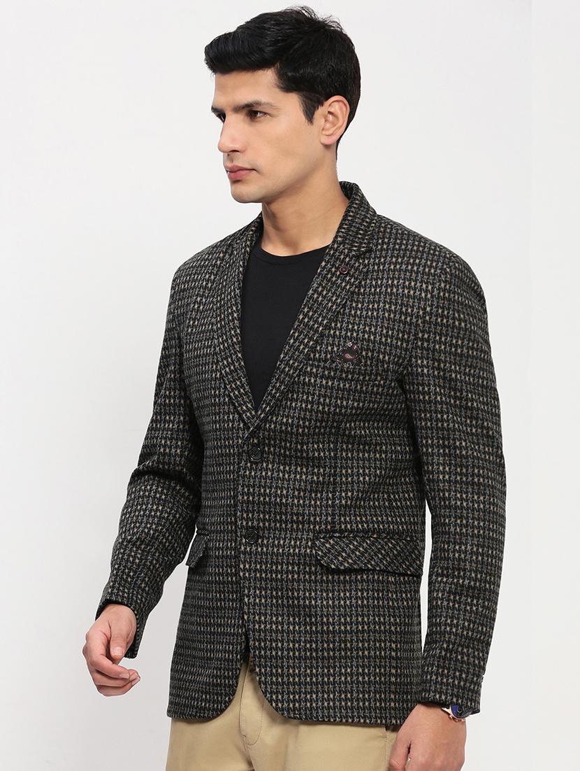 men long sleeves checkered single breasted casual blazer - 21721442 - Standard Image - 2