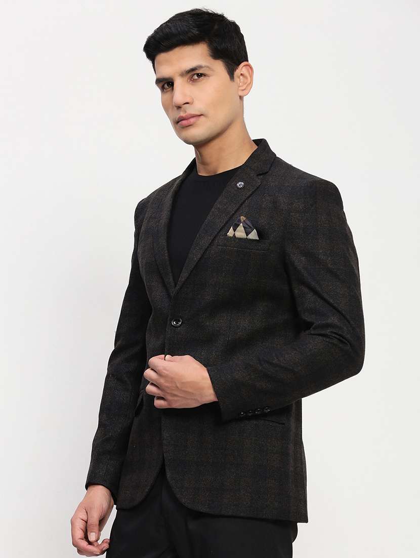 men long sleeves checkered single breasted casual blazer - 21721443 -  Standard Image - 2