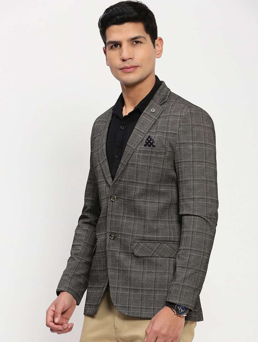 men long sleeves checkered single breasted casual blazer - 21721444 -  Standard Image - 2