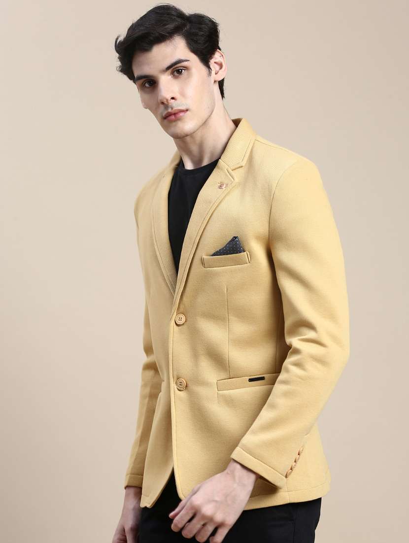 Men Solid Lapel Collar Single Breasted Casual Blazer - 21721451 -  Standard Image - 2
