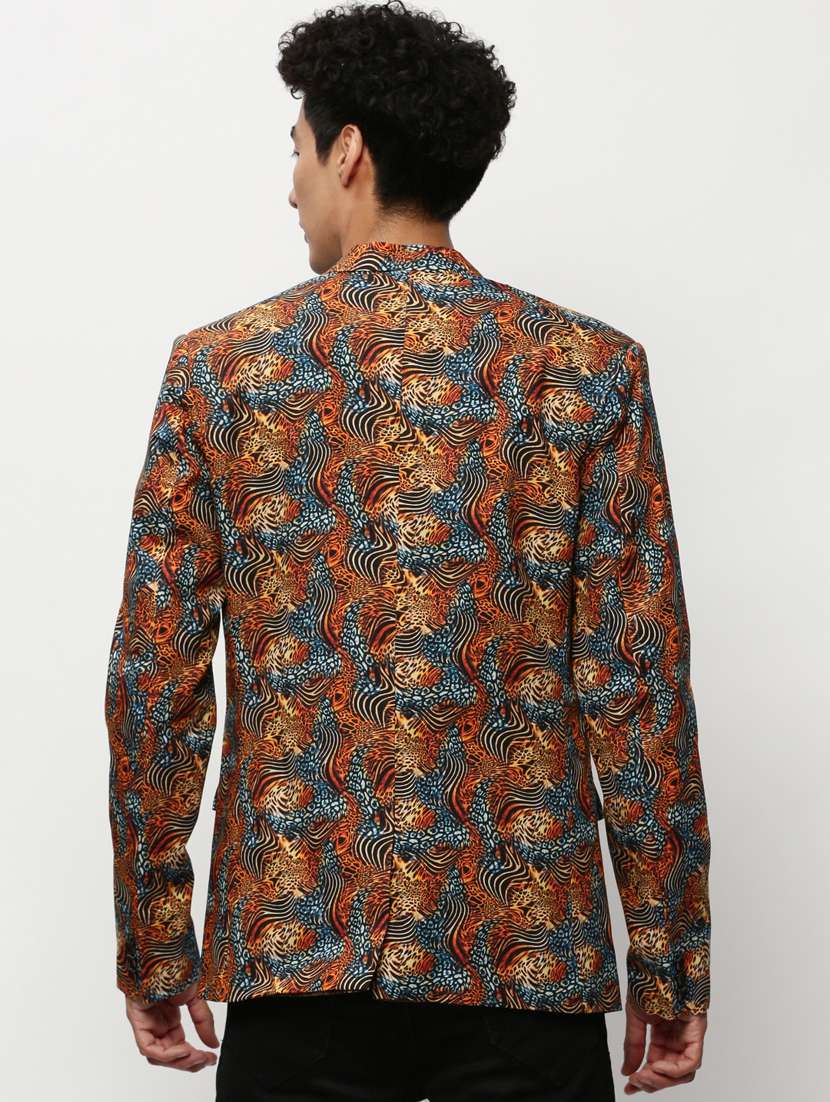 Men Printed Lapel Collar Single Breasted Casual Blazer - 21721488 -  Standard Image - 2