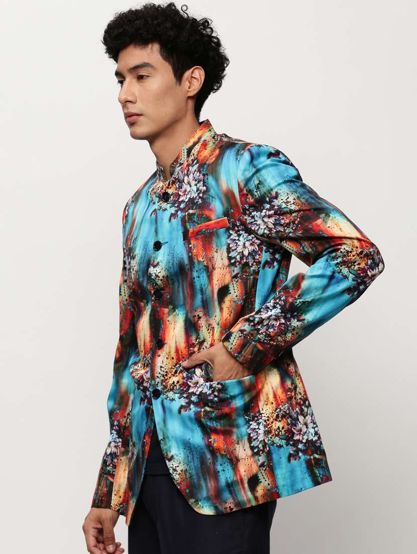 men printed long sleeve bandhgalas casual blazer - 21721518 -  Standard Image - 2