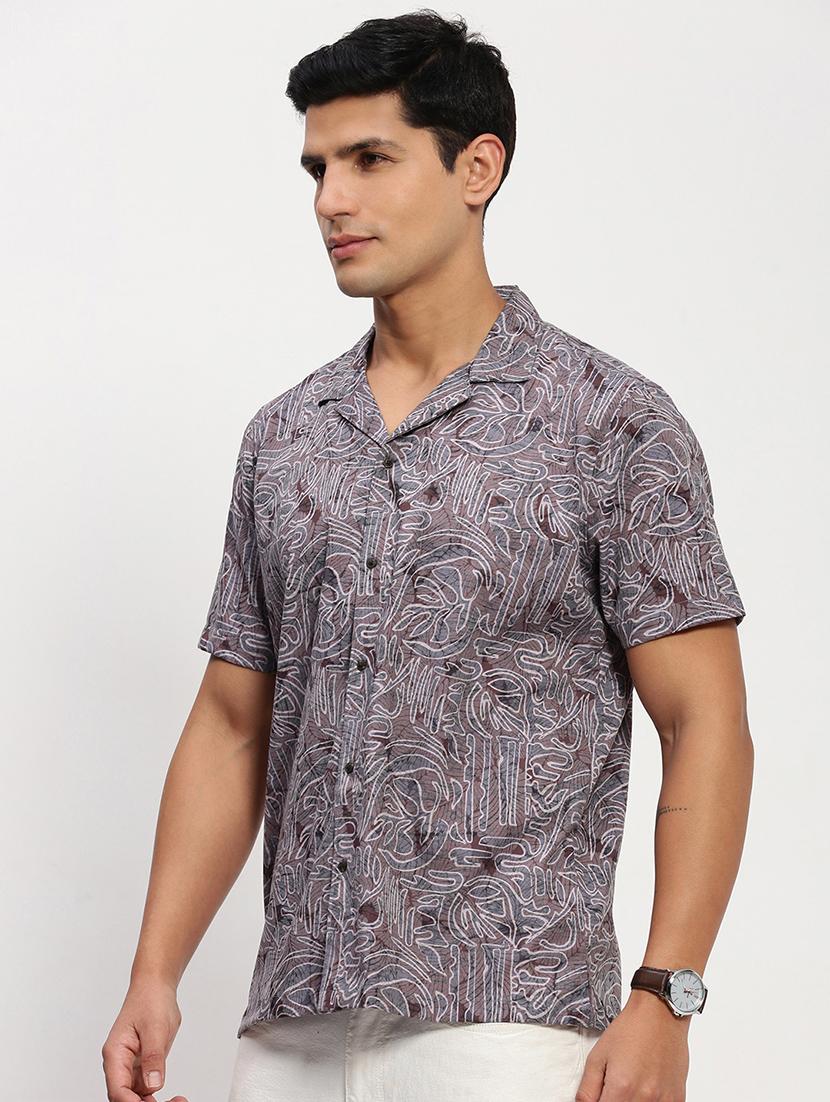 men short sleeves printed casual shirt - 21721529 - Standard Image - 2