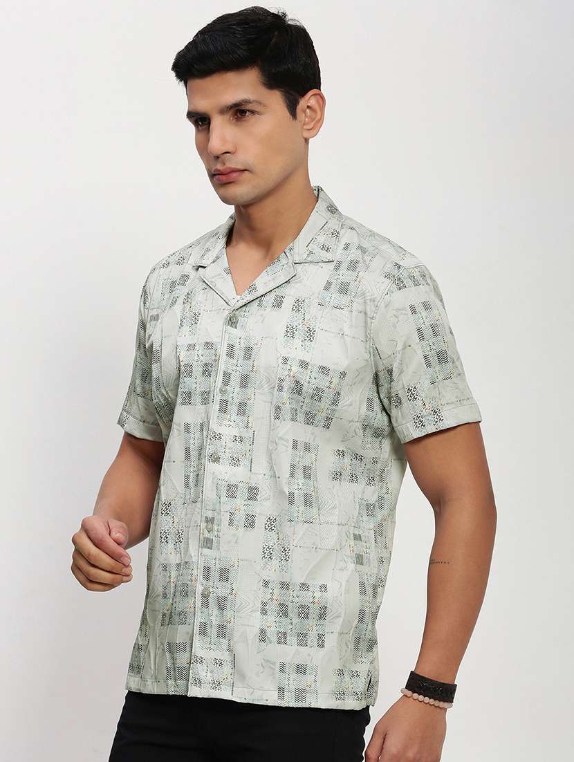 men short sleeves printed casual shirt - 21721531 -  Standard Image - 2