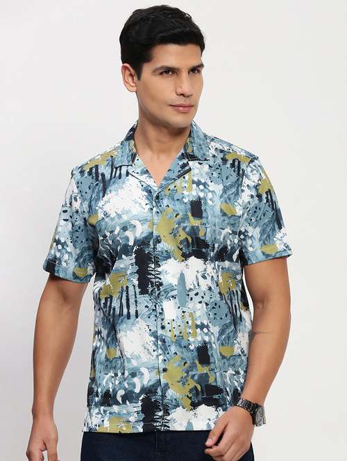 men short sleeves printed casual shirt - 21721542 - Standard Image - 0