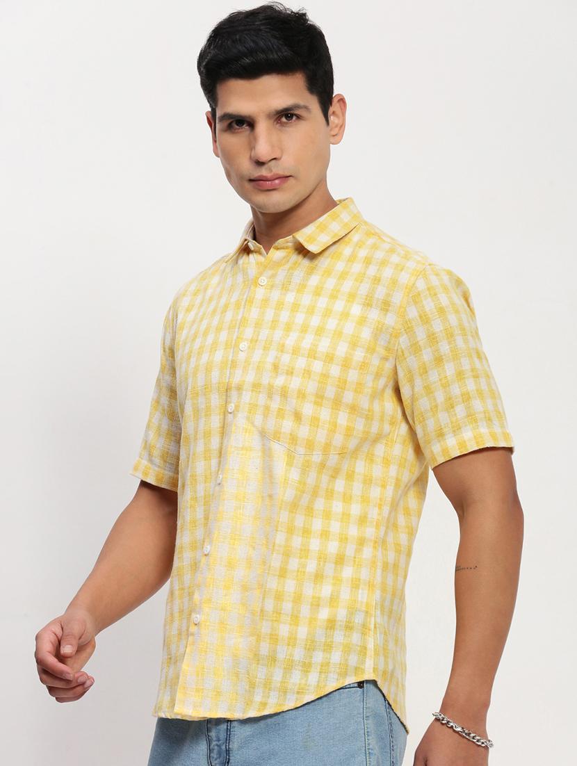 men short sleeves checkered casual shirt - 21721543 - Standard Image - 2