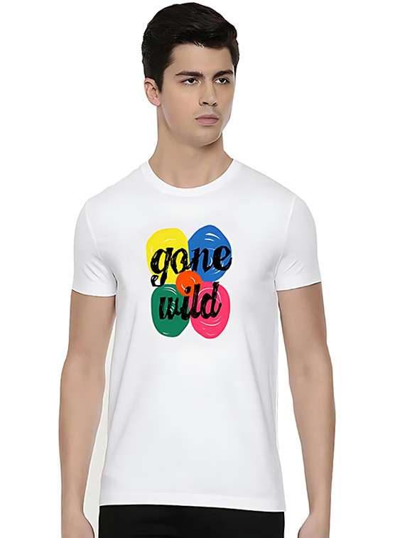 men front print short sleeve t-shirt