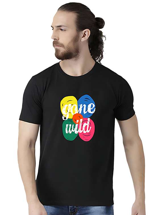 men front print short sleeve t-shirt