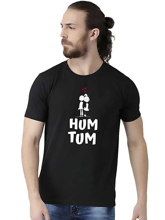 men front print short sleeve t-shirt