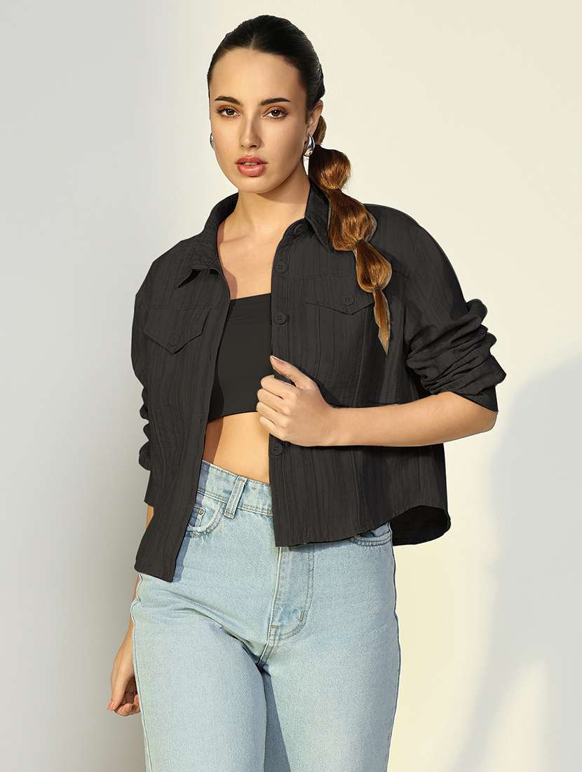 women solid long sleeve jacket