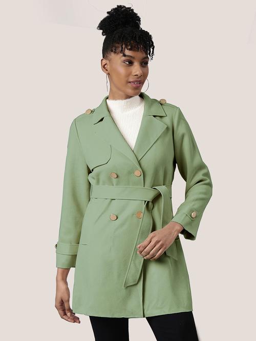 women green solid full sleeve overcoat - 21721650 - Standard Image - 0