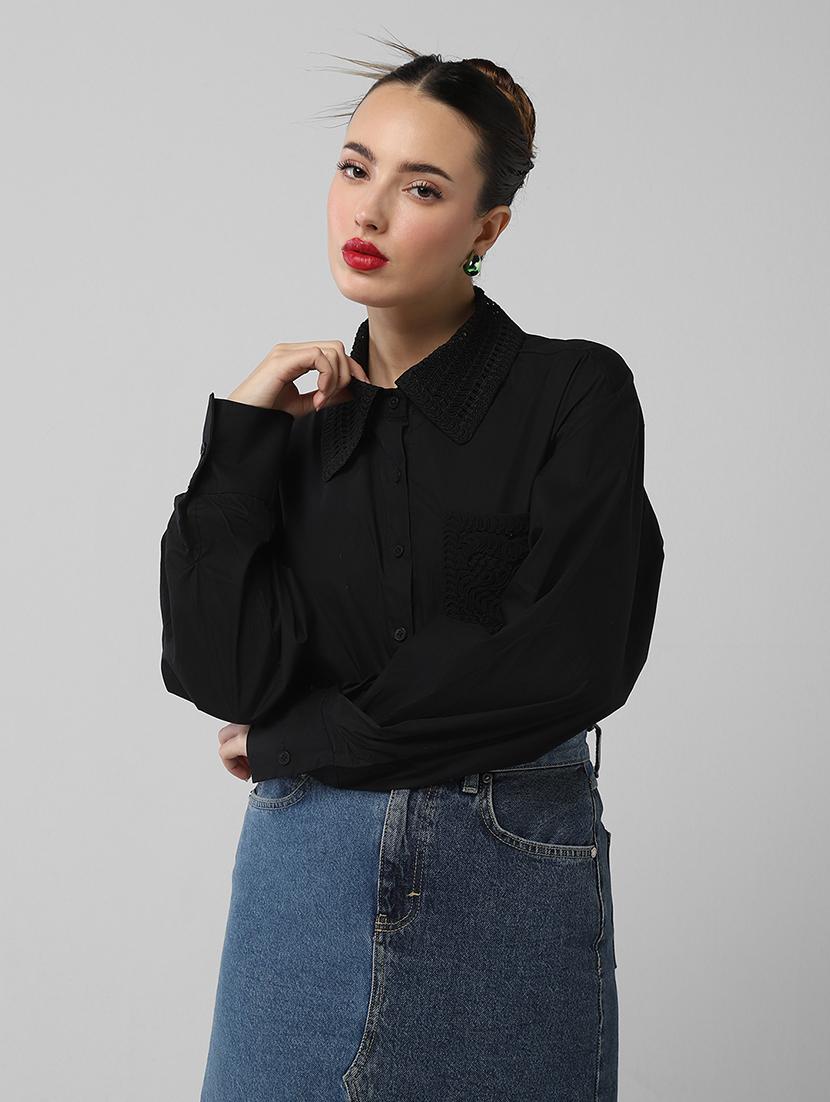 women solid long sleeve shirt