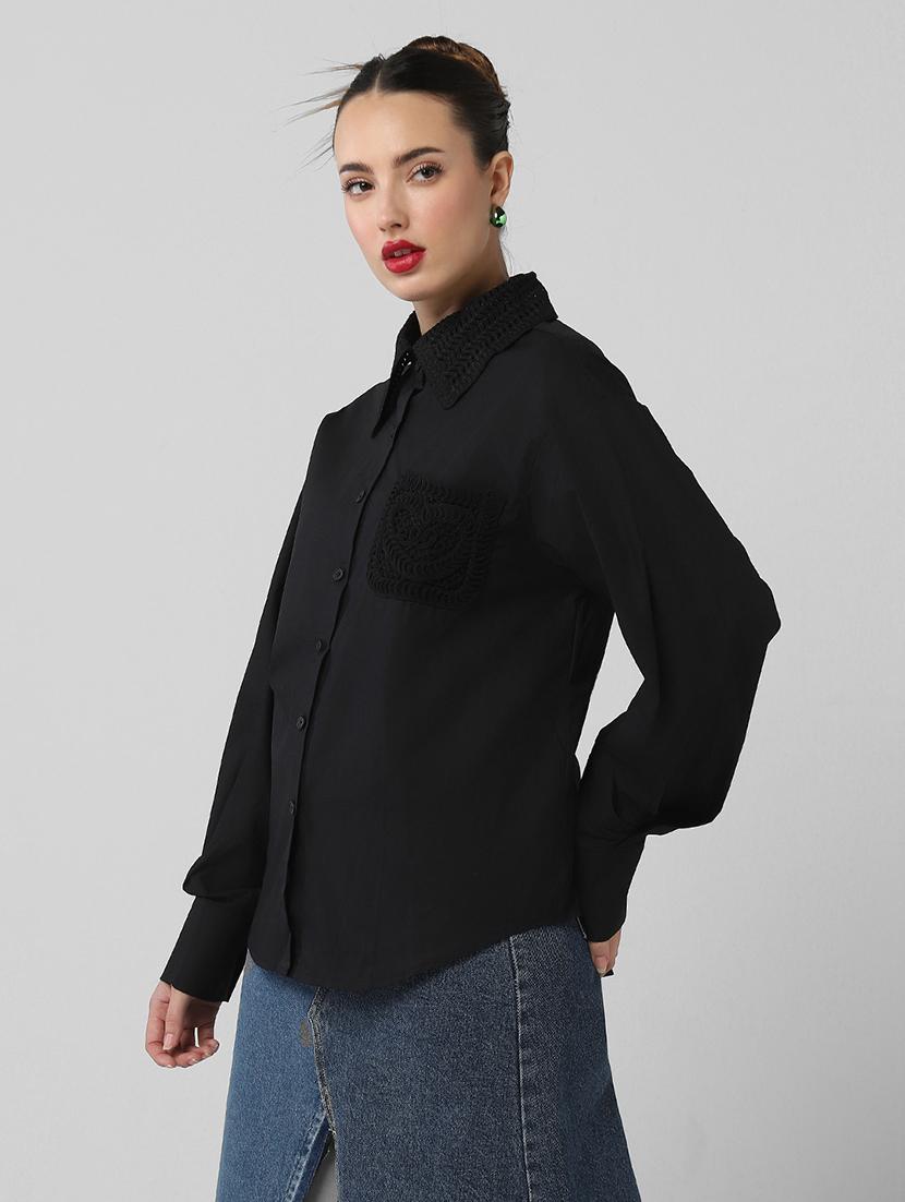 women solid long sleeve shirt - 21721651 - Standard Image - 2