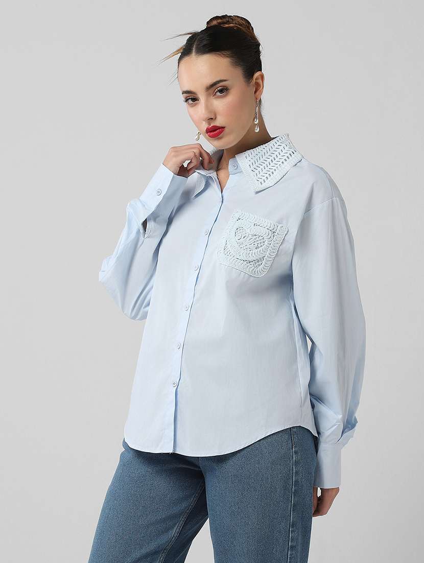 women solid long sleeve oversized shirt - 21721652 -  Standard Image - 2