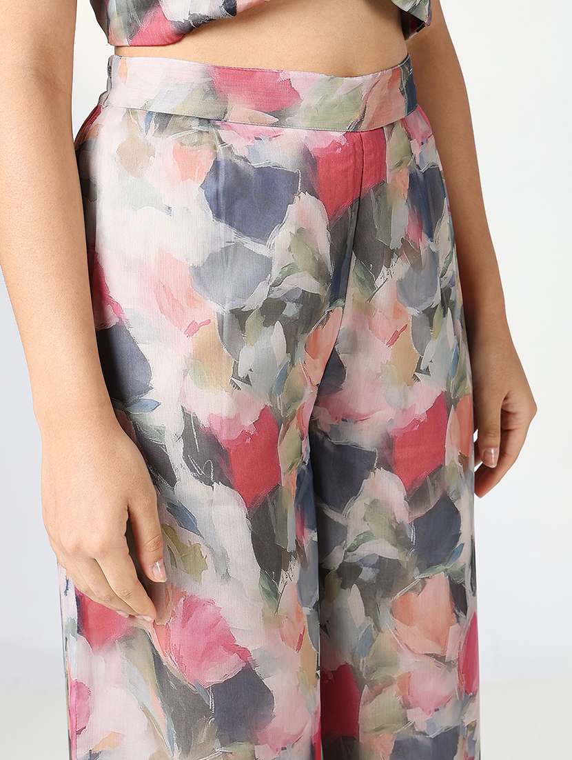 women grey printed v neck fusion set - 21721657 -  Standard Image - 7