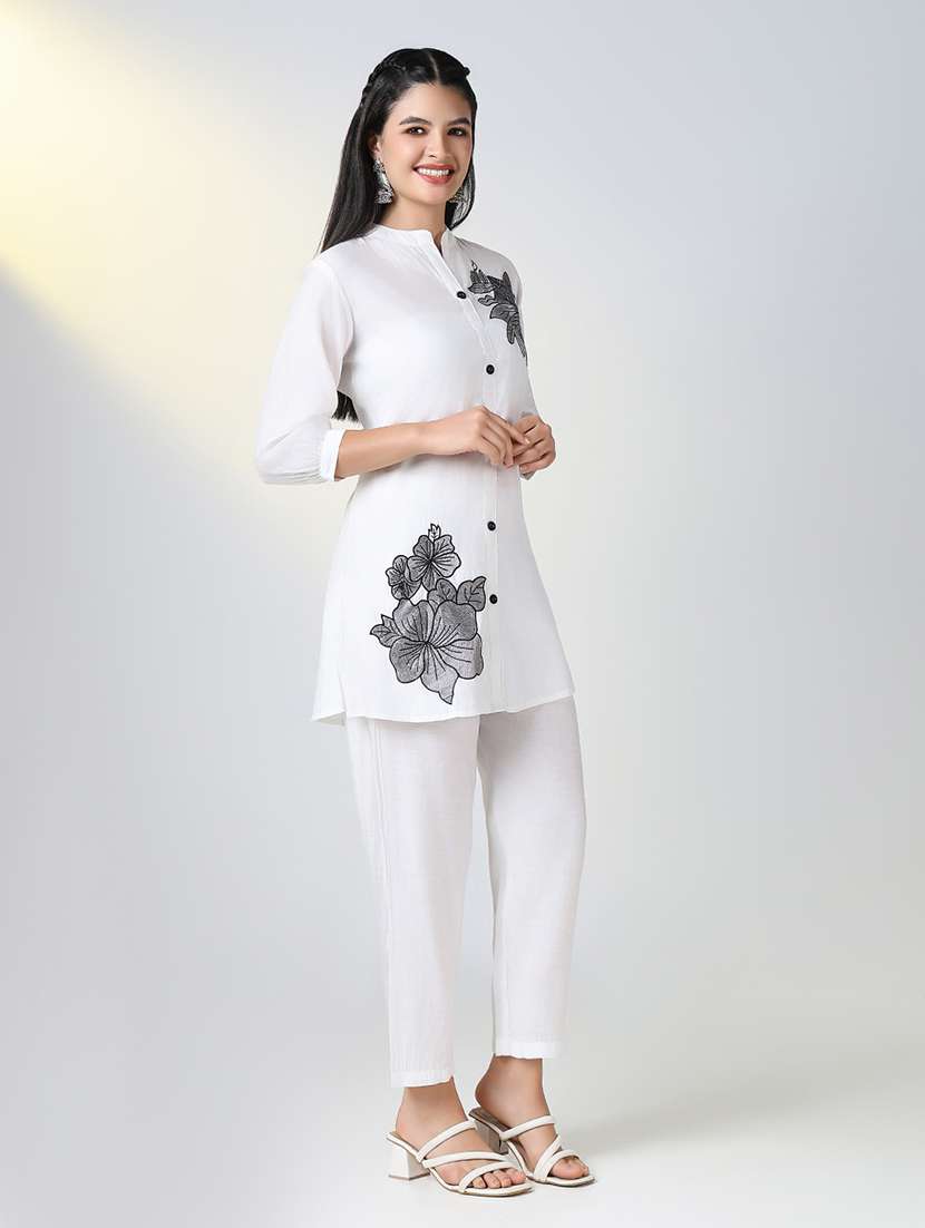 women embroidered top and trouser co-ord set - 21721660 -  Standard Image - 2