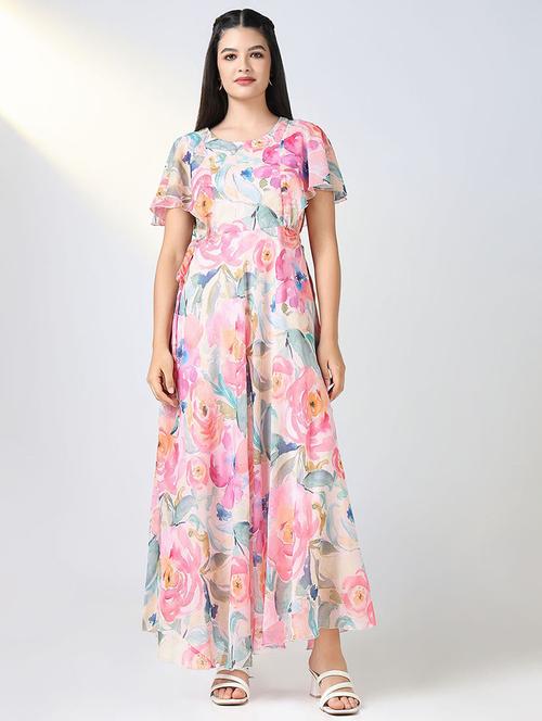women pink floral printed fit & flare dress - 21721672 -  Standard Image - 0