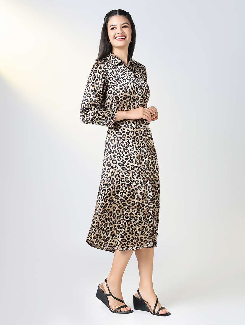 brown crepe shirt dress - 21721674 -  Standard Image - 2