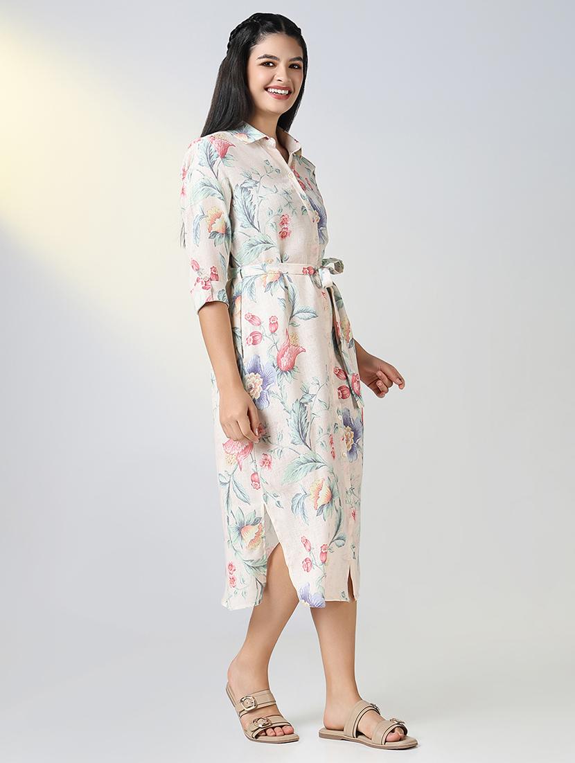 cream cotton shirt dress - 21721676 - Standard Image - 2