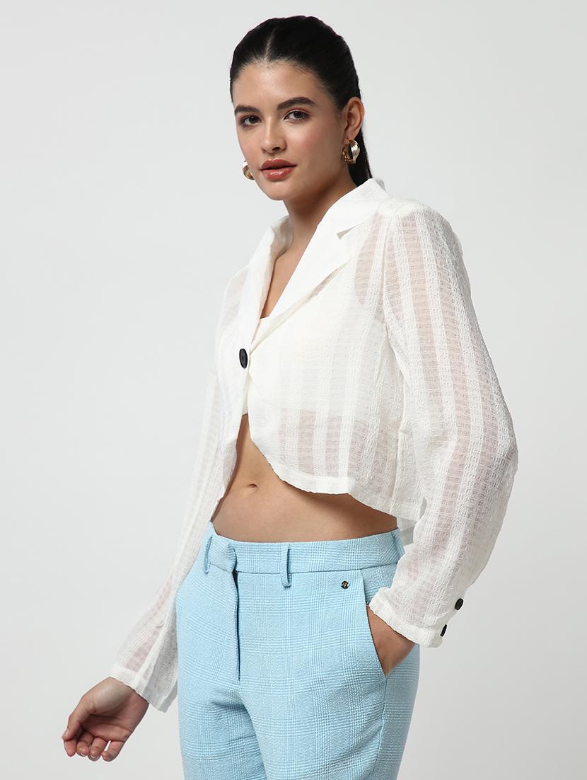 off white cotton shirt top - 21721691 - Standard Image - 2