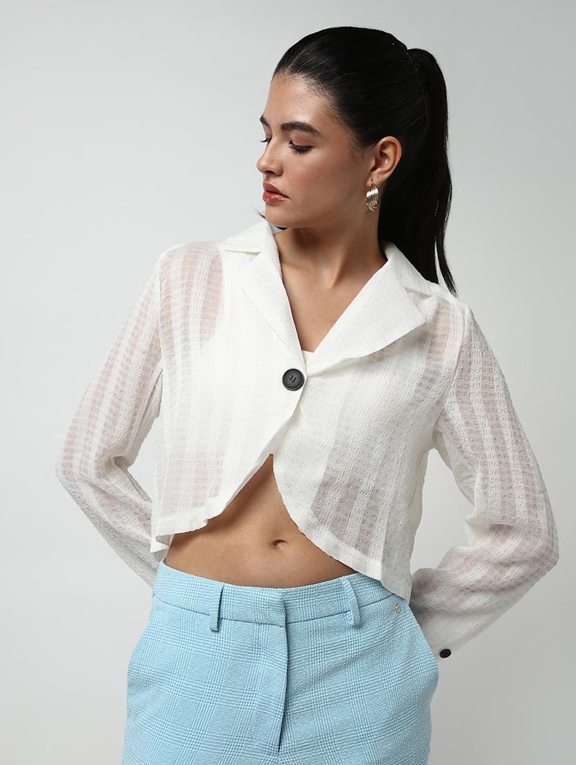 off white cotton shirt top - 21721691 - Standard Image - 7