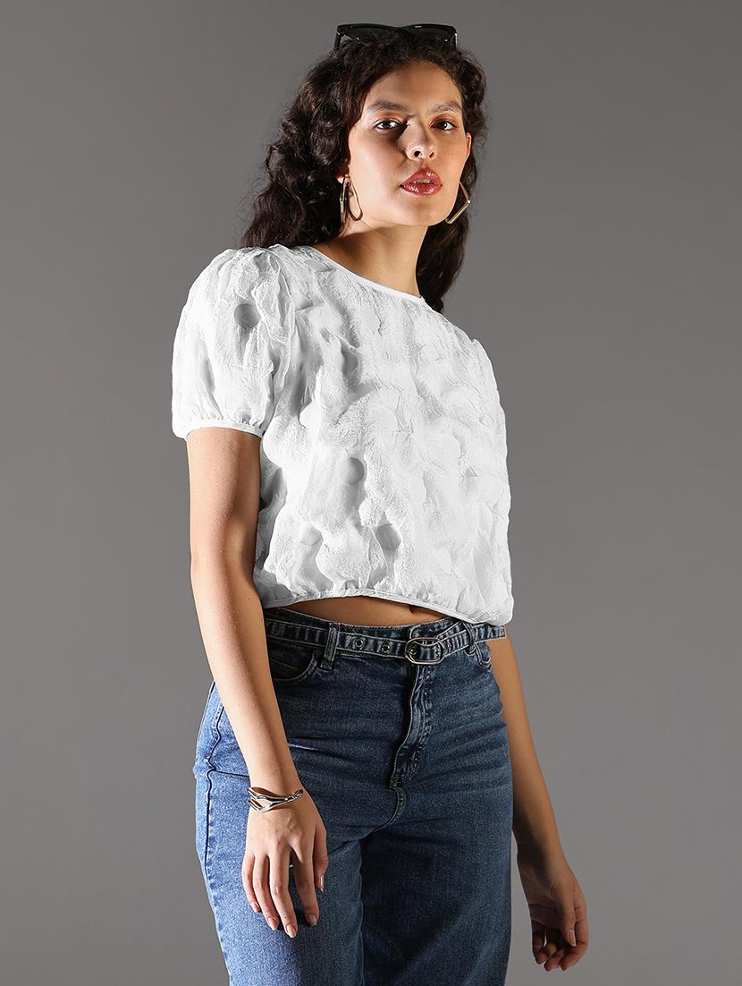 white poly chiffon regular top - 21721693 - Standard Image - 2
