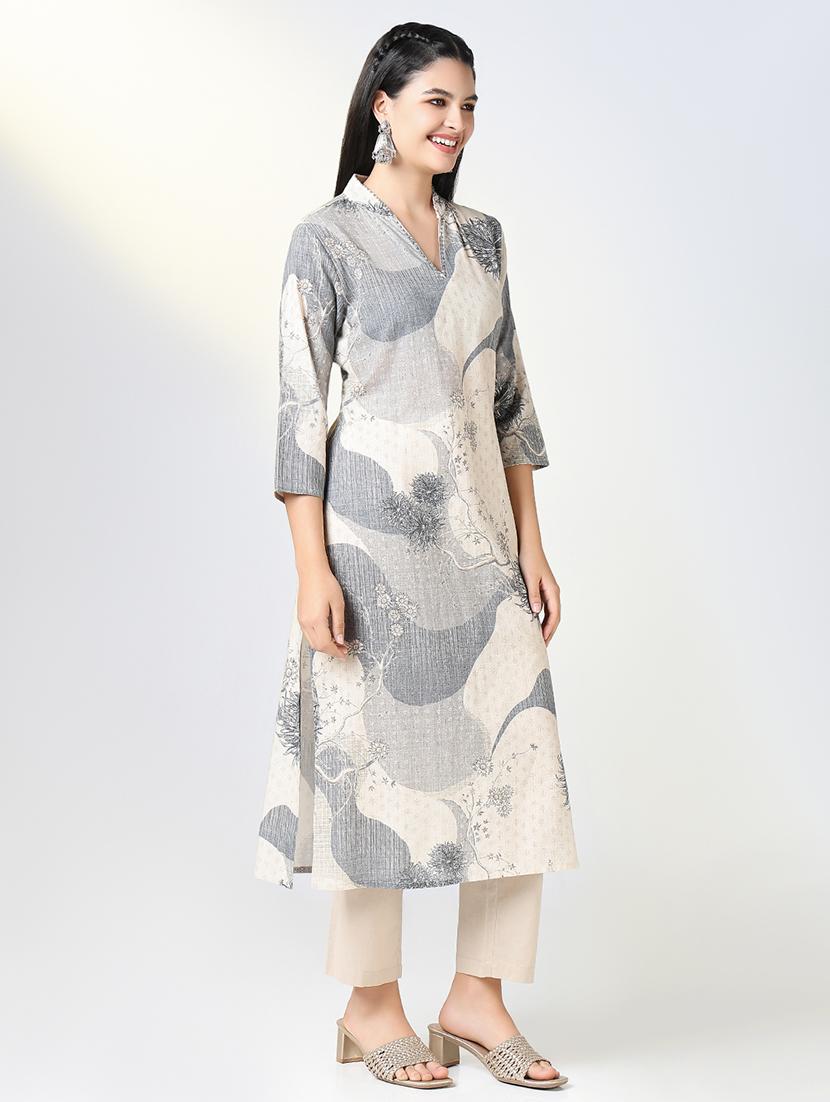 women three quarter sleeve kurta pant with dupatta set - 21721708 - Standard Image - 2
