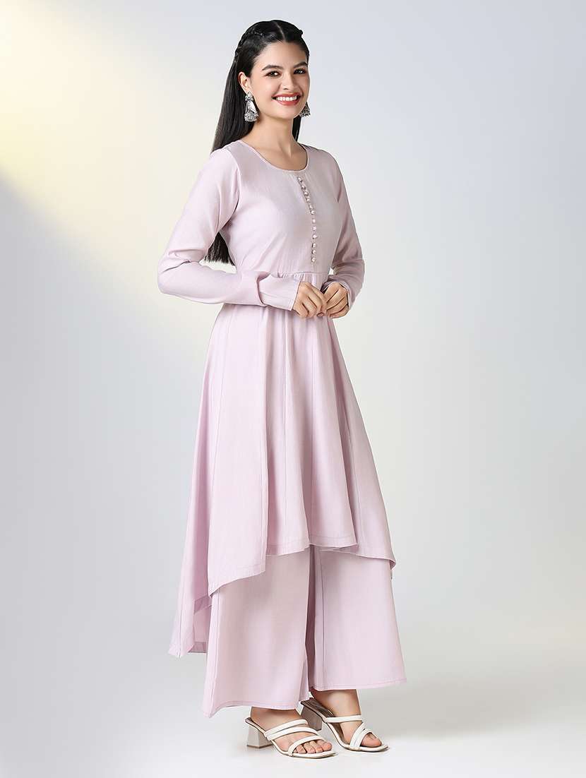 women solid long sleeve kurta palazzo with dupatta set  - 21721719 -  Standard Image - 2