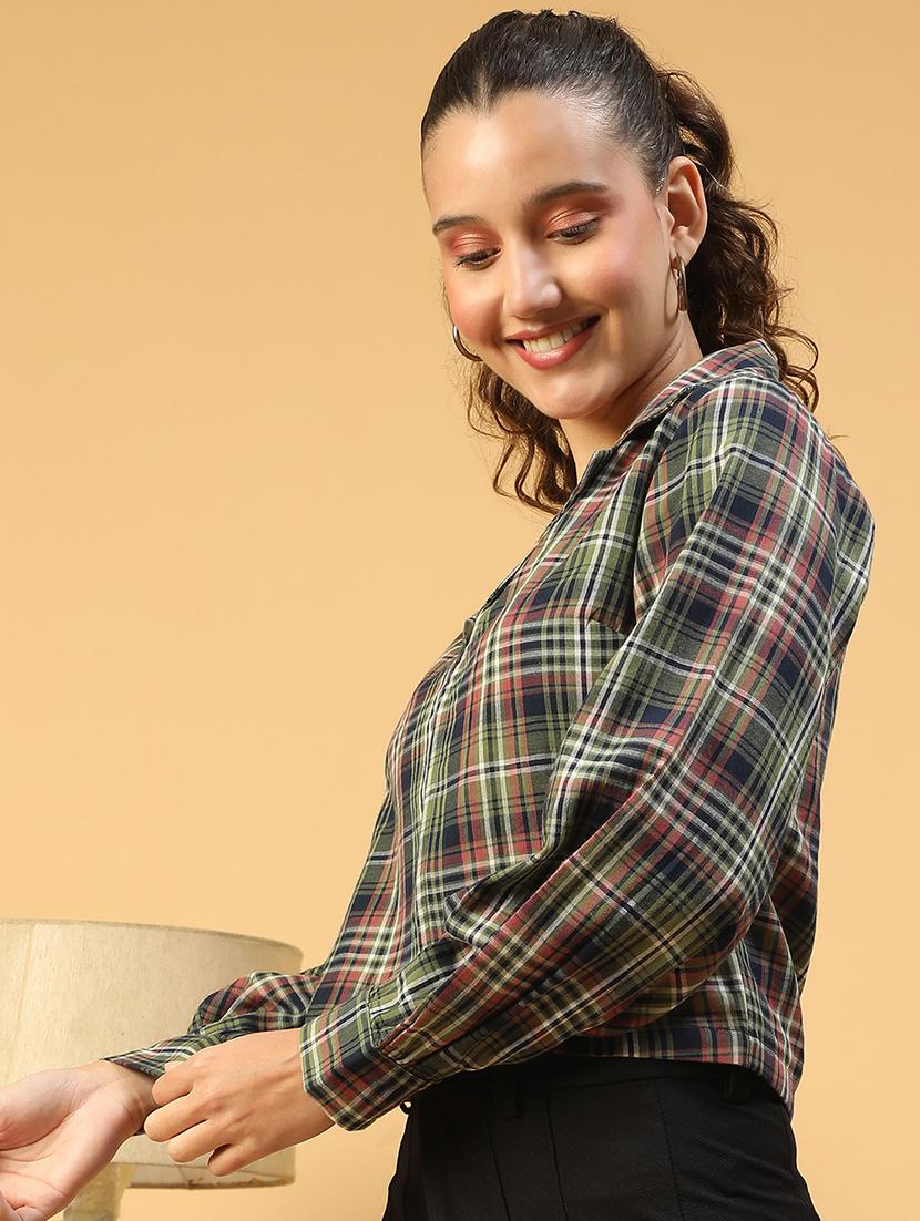 women checkered long sleeve shirt - 21721738 - Standard Image - 2