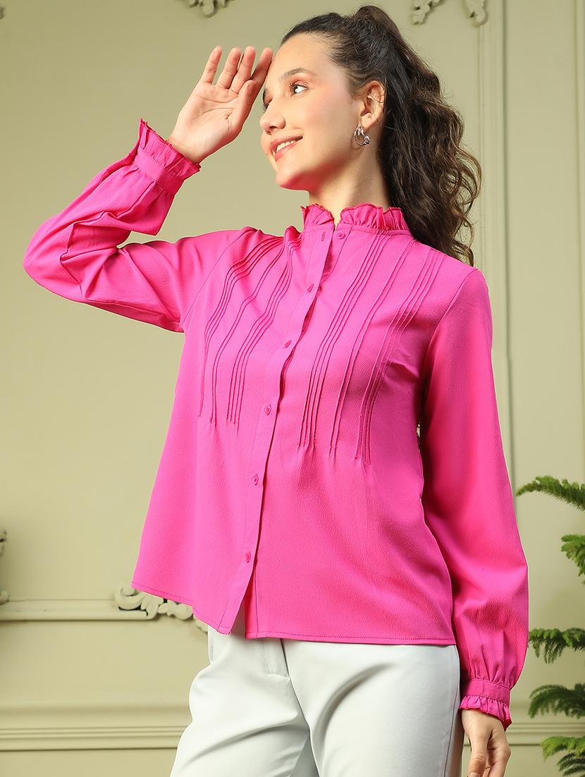 women solid long sleeve shirt - 21721743 - Standard Image - 2