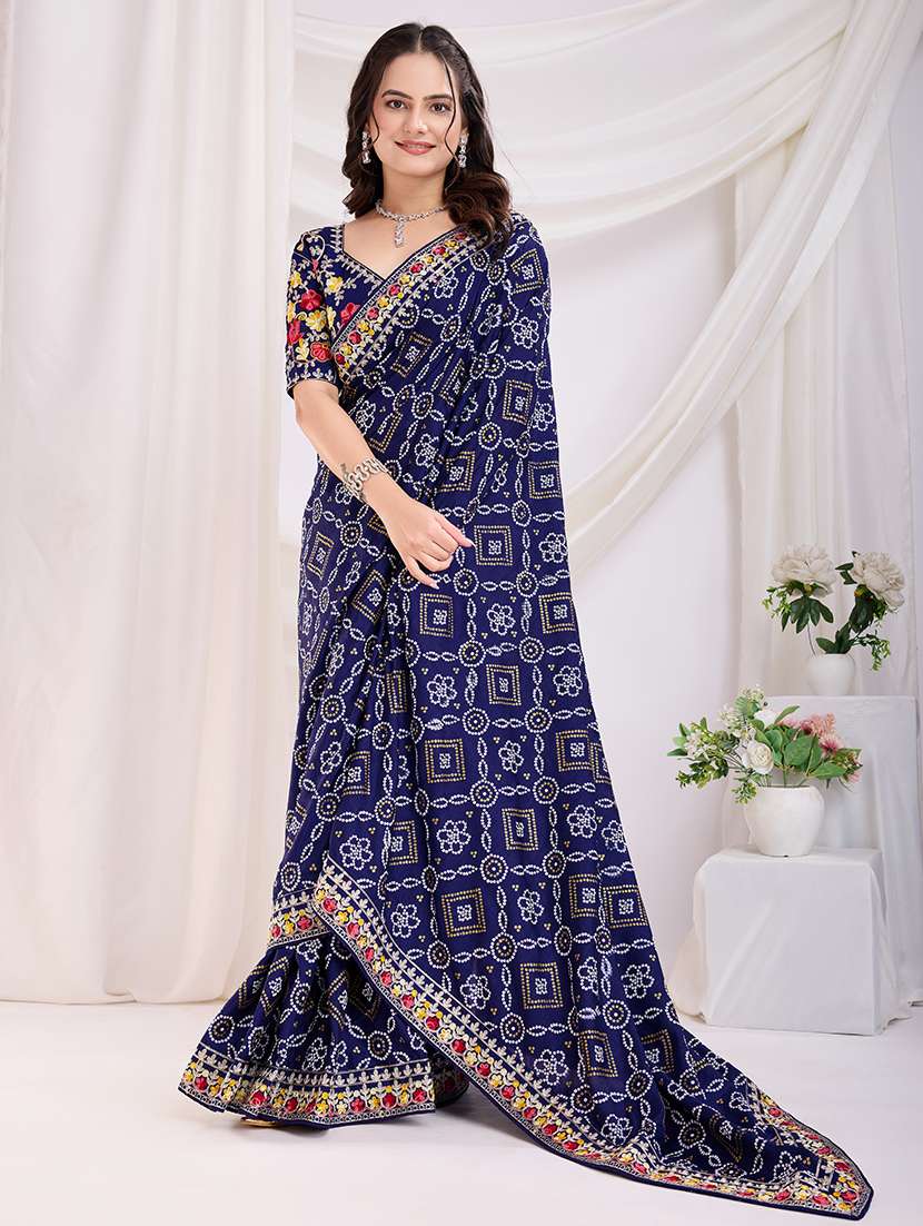 women bandhani printed saree with blouse - 21721806 -  Standard Image - 2