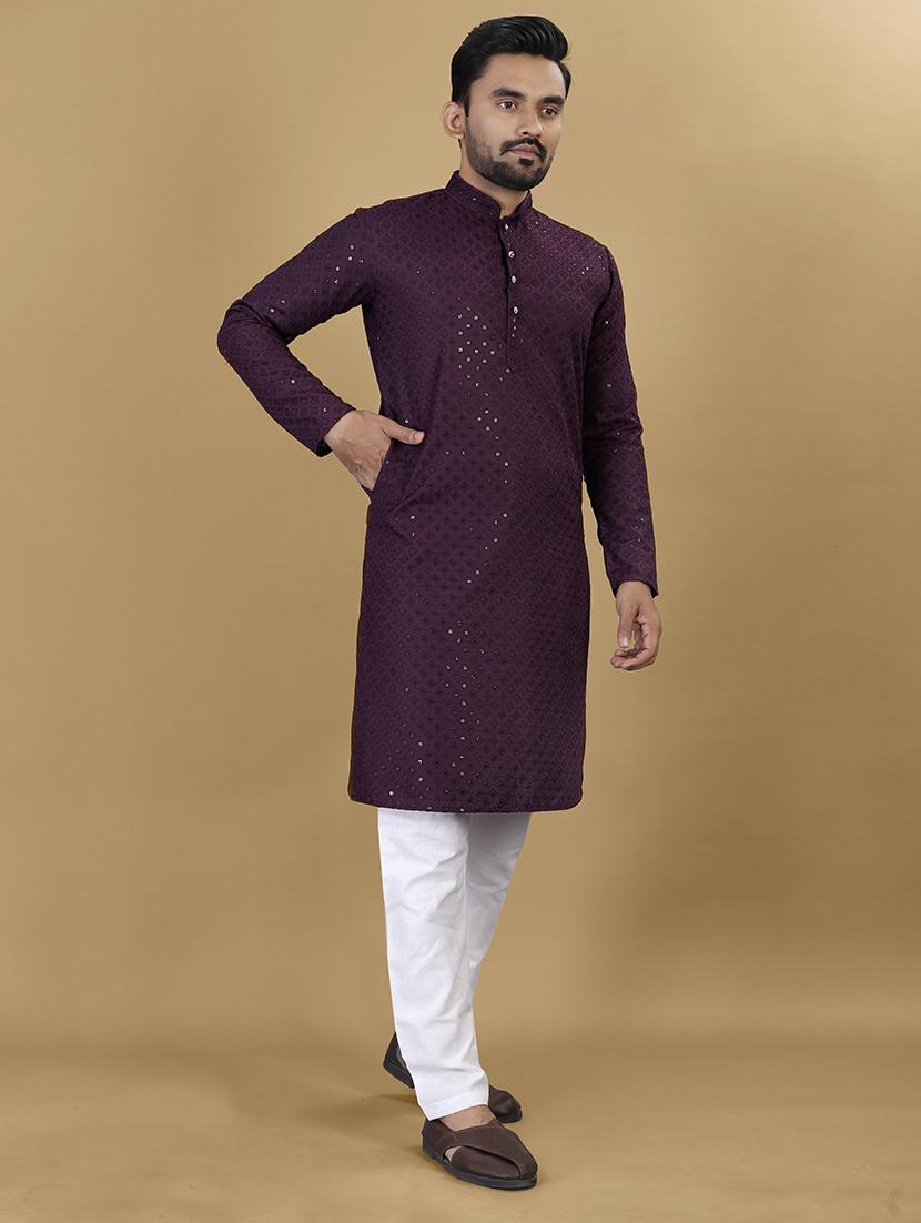men embroidered mandarin neck kurta - 21721888 - Standard Image - 2