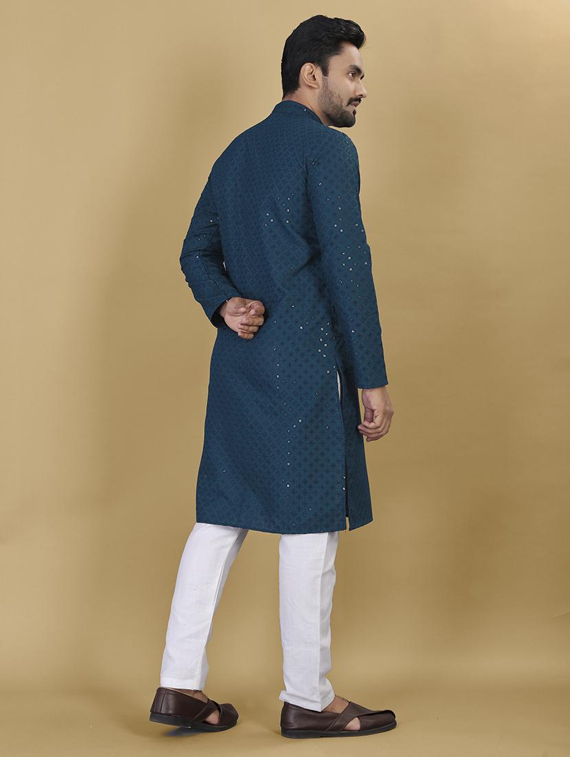 men embroidered mandarin neck kurta - 21721889 - Standard Image - 2