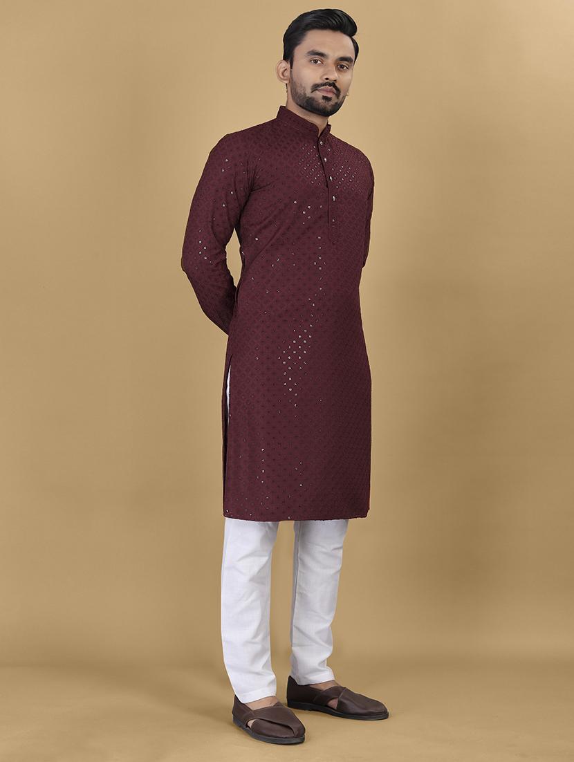men embroidered mandarin neck kurta - 21721891 - Standard Image - 2
