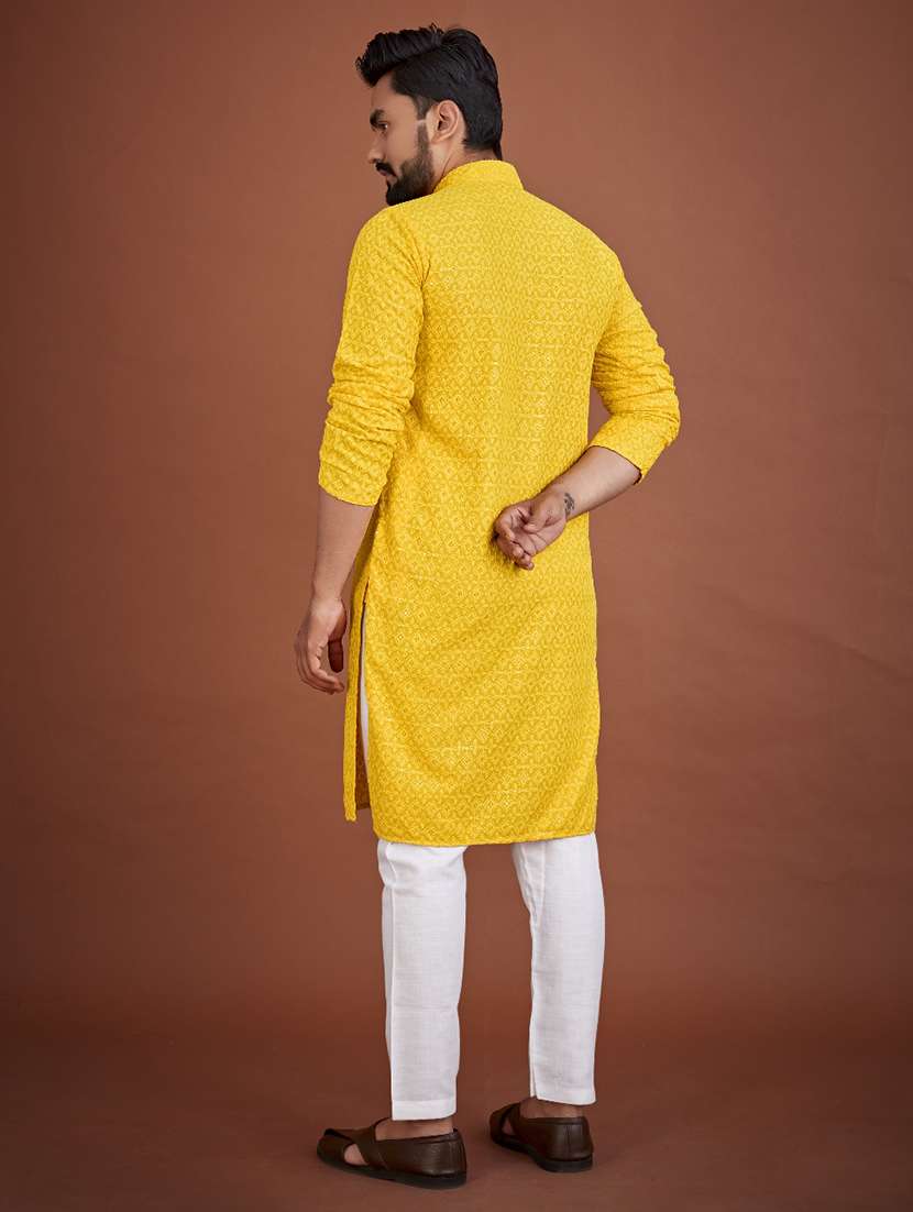 men embroidered mandarin neck kurta - 21721892 - Standard Image - 2