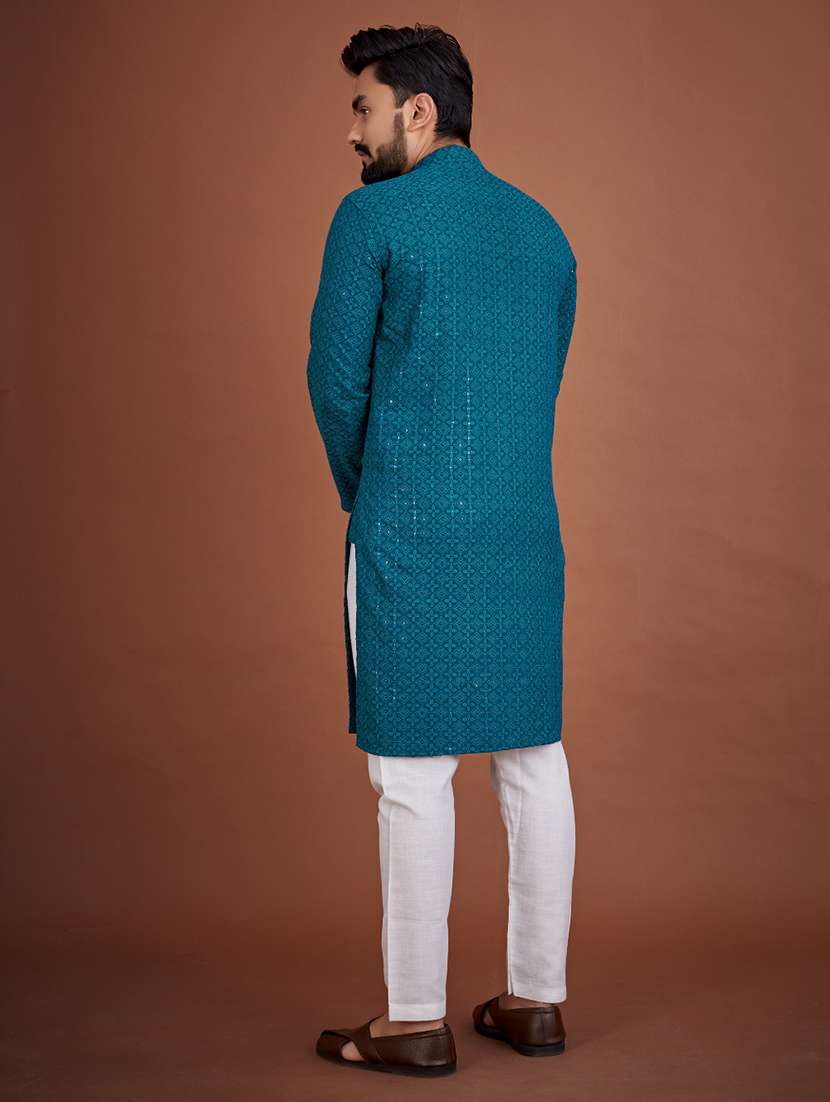 men embroidered mandarin neck kurta - 21721895 - Standard Image - 2