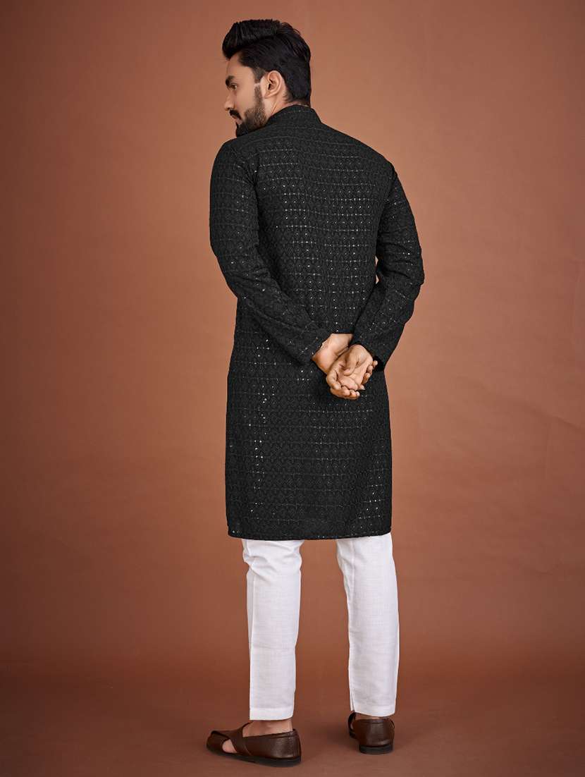 men embroidered mandarin neck kurta - 21721896 - Standard Image - 2