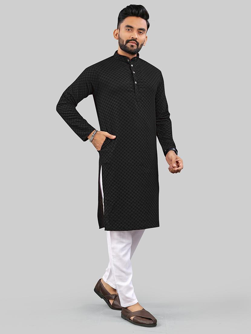 men self design mandarin neck kurta - 21721897 - Standard Image - 2