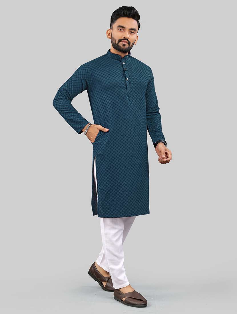 men self design mandarin neck kurta - 21721898 -  Standard Image - 2