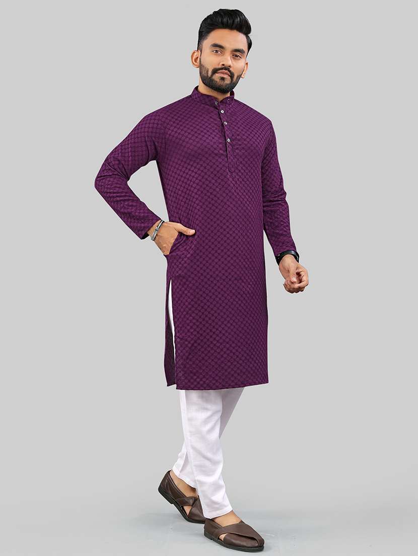 men self design mandarin neck kurta - 21721899 -  Standard Image - 2