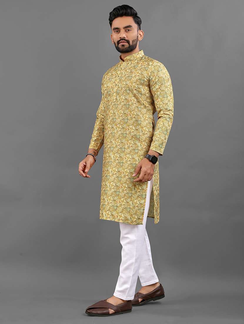 men printed mandarin neck kurta - 21721902 - Standard Image - 2