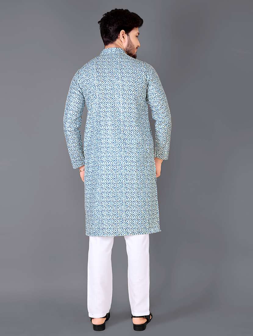 men printed mandarin neck kurta - 21721905 - Standard Image - 2
