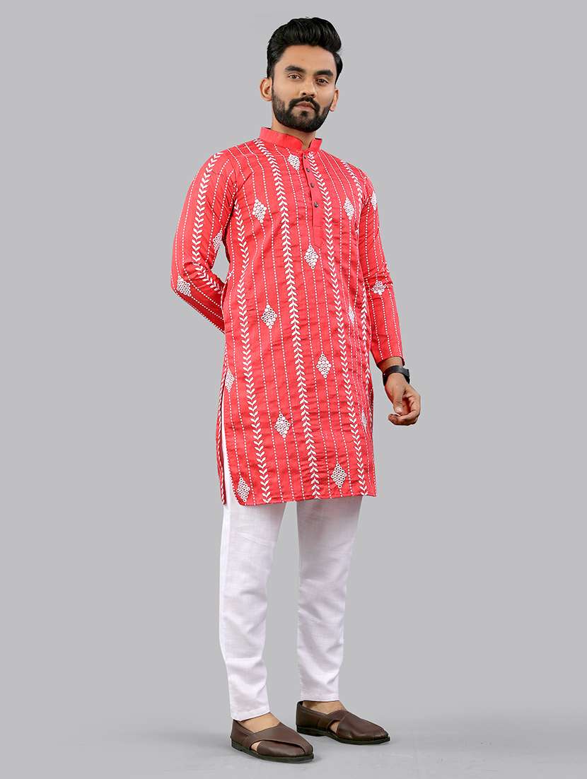 men embroidered mandarin neck kurta - 21721909 -  Standard Image - 2