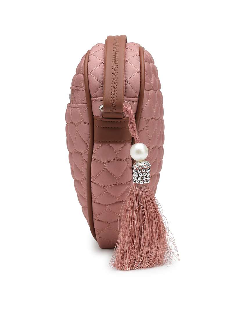 women solid quilted heart shape sling bag - 21721922 -  Standard Image - 2